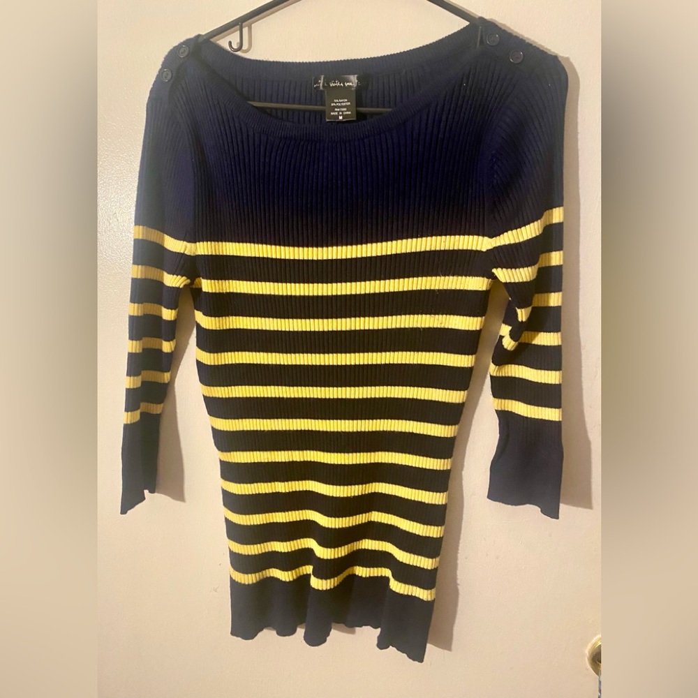 United States Sweaters striped navy and yellow long sleeve soft sweater Medium.